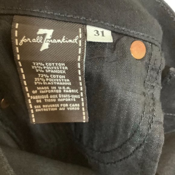 7 For All Mankind black denim textured jeans size 31 - Picture 6 of 6